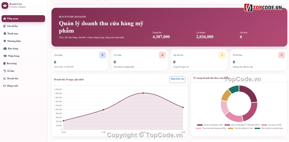 Website quản lý,quản lý cửa hàng,quản lý cửa hàng mỹ phẩm